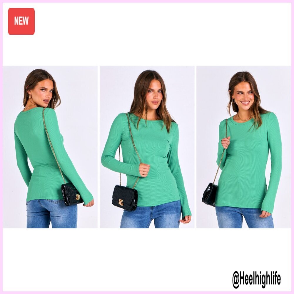 Slim Fit Long Sleeve Rib Knit Tee for Layering Casual Outfits - Picture 7 of 7